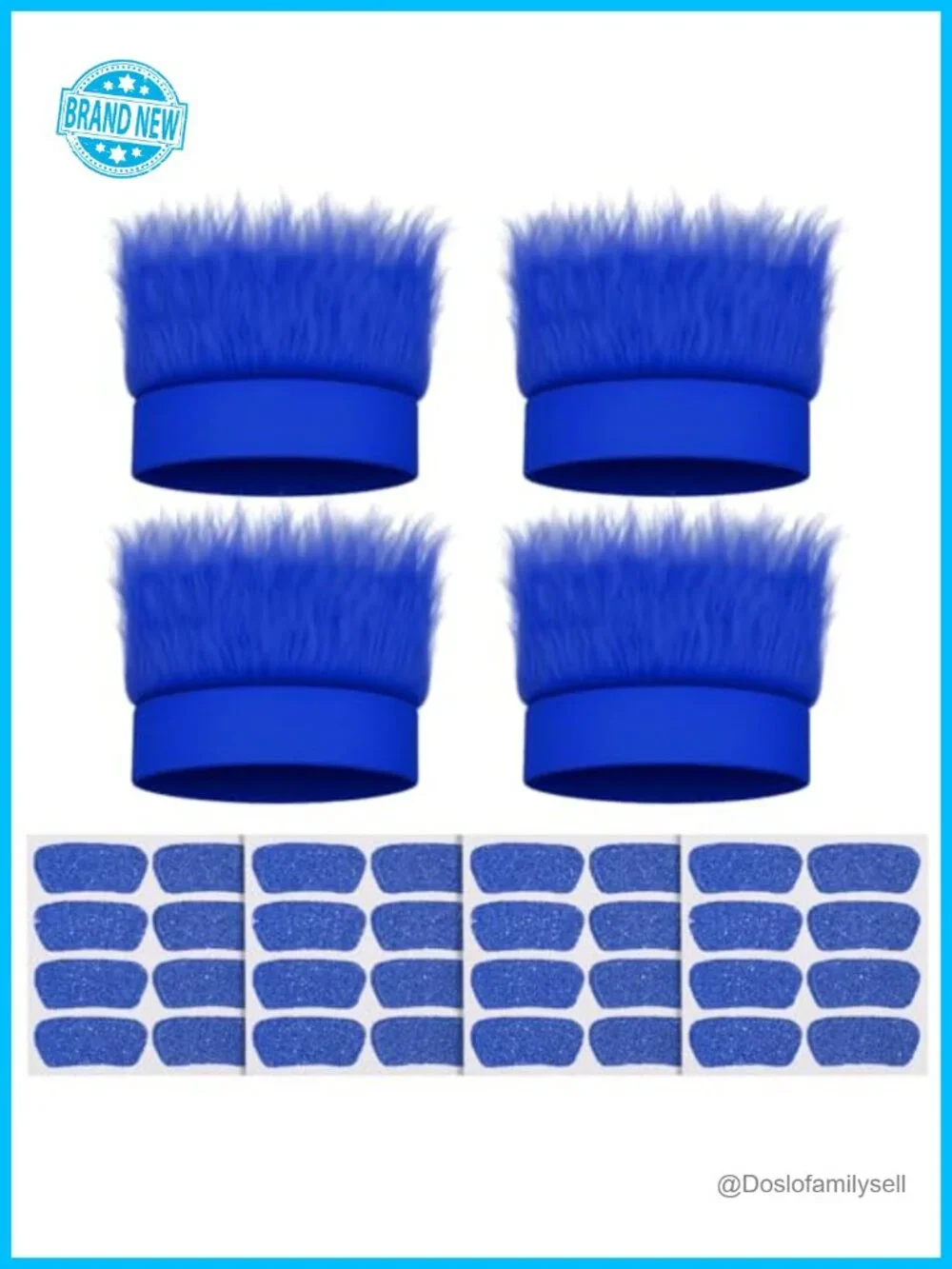 4 Pack Hairy Headband Crazy Hair Wigs with Stickers, Troll Hair Costume